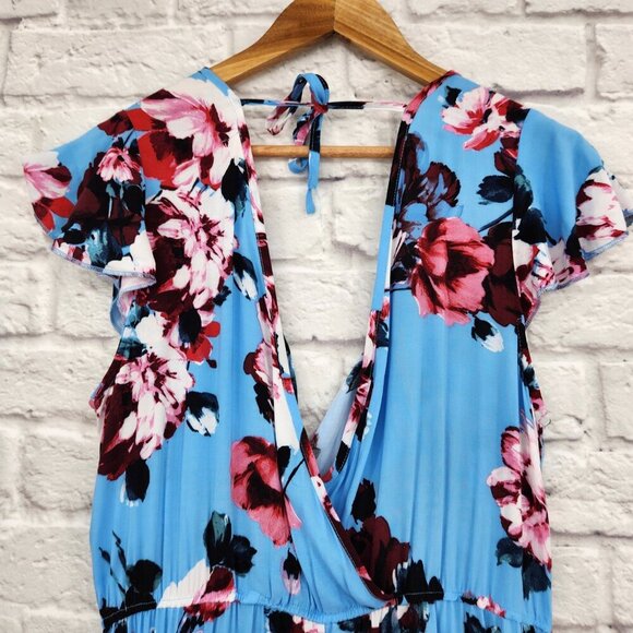 BAND OF GYPSIES Women's Size Large Floral Side Tie Open Back with tie Dress NEW - Picture 10 of 16